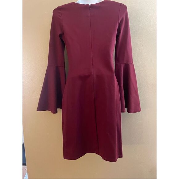 New Sugar + Lips Red Bodycon Bell Sleeve Dress Women’s Size Extra Small - Picture 2 of 4